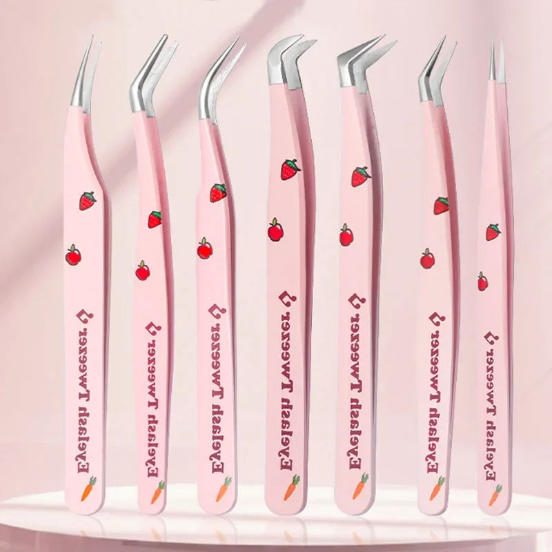 6 Types False Eyelash Tweezers Stainless Steel Anti-static Pincet Curved Strip 3D Lashes Extension Tweezer Makeup Tools Good Vibrations