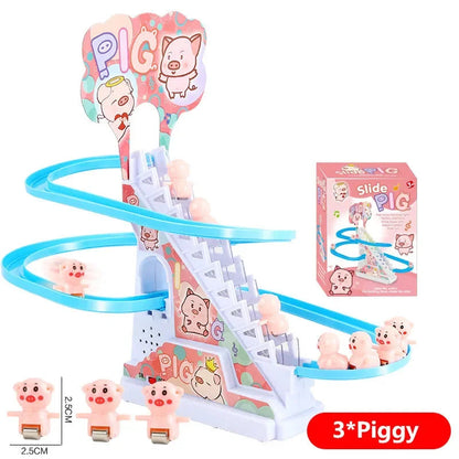 Electric Small Ducks Climbing Toys DIY Ducks Chasing Race Track Game Set with Lights & Music Roller Coaster Toy for Kids Gift Good Vibrations