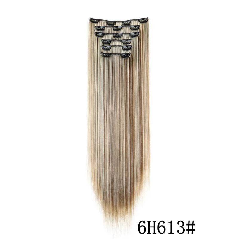 Synthetic Clips in Hair Extensions Long Straight Hairstyle Blonde Black Hairpieces Heat Resistant False Hair Daily Use Good Vibrations