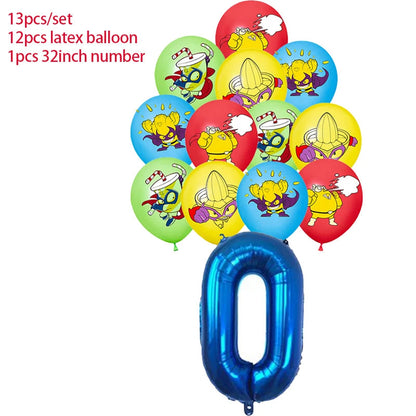 Superzings Birthday Party Decoration Balloon Banner Cake Topper SuperthingsTableware Birthday Party Supplies Baby Shower Good Vibrations
