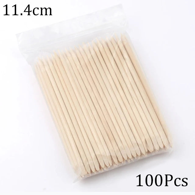 100/50pcs Nail Art Pusher Orange Wood Sticks Cuticle Pusher Remover Rhinestones Dotting Removal Manicure Pedicure Care Tools Good Vibrations