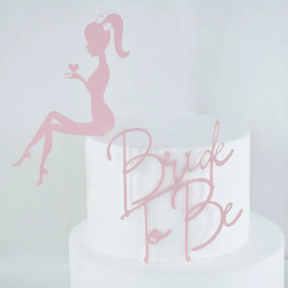 2Pcs/Set Bride To Be Cake Toppers Acrylic Wedding Cake Toppers Bridal Shower Bachelorette Hen Night Party Cake Decor Baking Tool Good Vibrations
