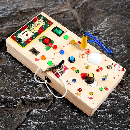 Kids Early Education Toys Electronic Led Light Baby Wooden Sensory Busy Board Montessori  For Toddler Christmas Gifts Good Vibrations