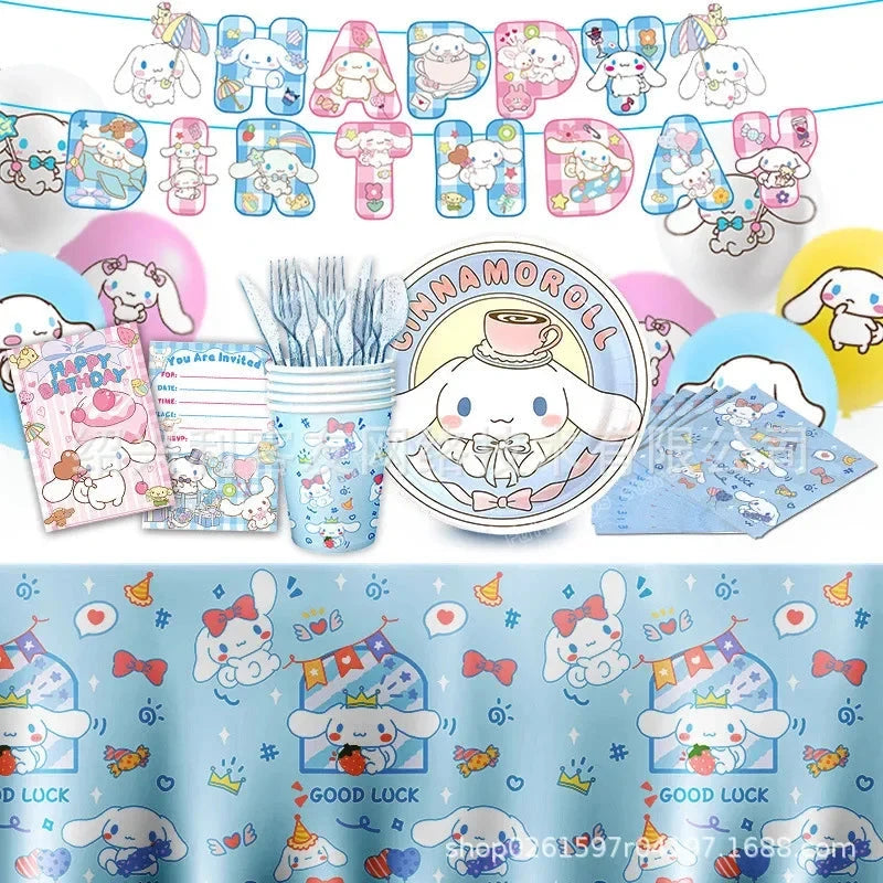 Cinnamoroll Theme Party Supplies Kids Birthday Christmas Decorations Gift Bag Ballons Banner Cake Topper Tableware Accessories Good Vibrations