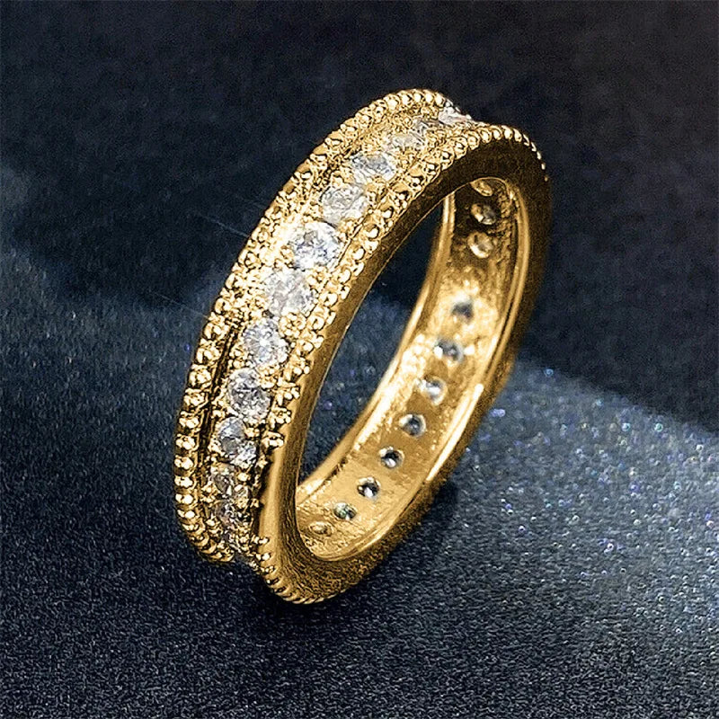New Fashion Contracted Design Women's Ring with Brilliant White Cubic Zirconia Wedding Party Daily Wearable Statement Jewelry Good Vibrations