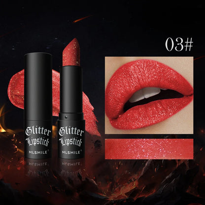 Waterproof Glitter Lipsticks Punk Style Nude Matte Not Fading Pearlescent Sexy Red Pink Velvet Lipsticks Lips Makeup Cosmetic Good Vibrations