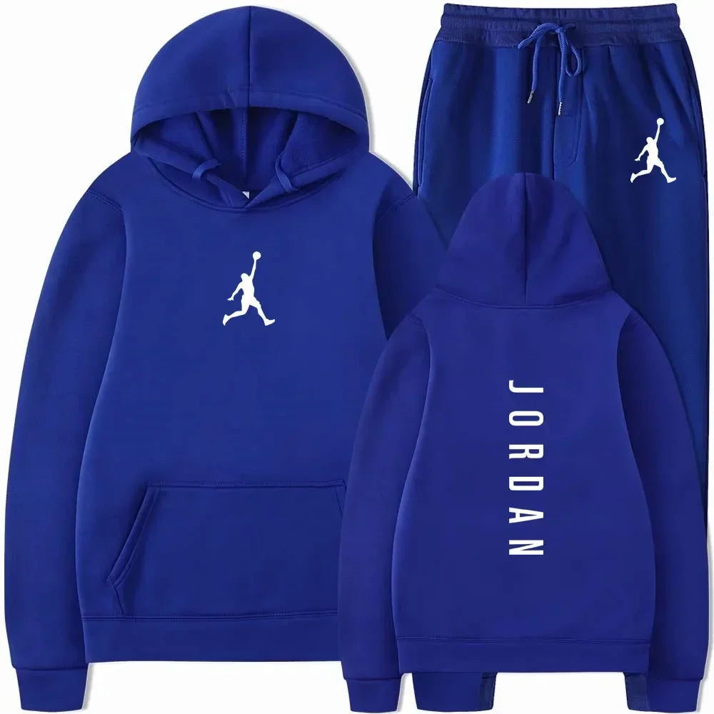 2025 Spring and autumn outdoor fitness basketball casual sportwear set fashion men's hooded jumper + jogging pants two-piece set Good Vibrations