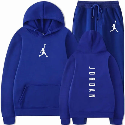 2025 Spring and autumn outdoor fitness basketball casual sportwear set fashion men's hooded jumper + jogging pants two-piece set Good Vibrations