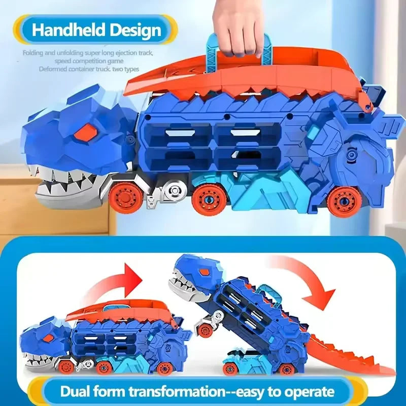 Transport Dinosaur Truck with Foldable into Standing Transforms Sliding Race Track T-rex Best Birthday Gifts Toys Boys And Girls Good Vibrations