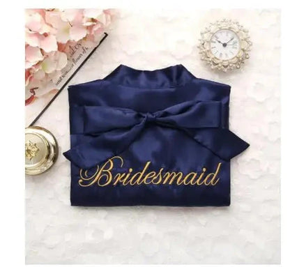 Bride Bridesmaid Wedding Robe Embroidery Kimono Bathrobe Gown Nightgown Casual Satin Short Women Sexy Nightwear Sleepwear Good Vibrations