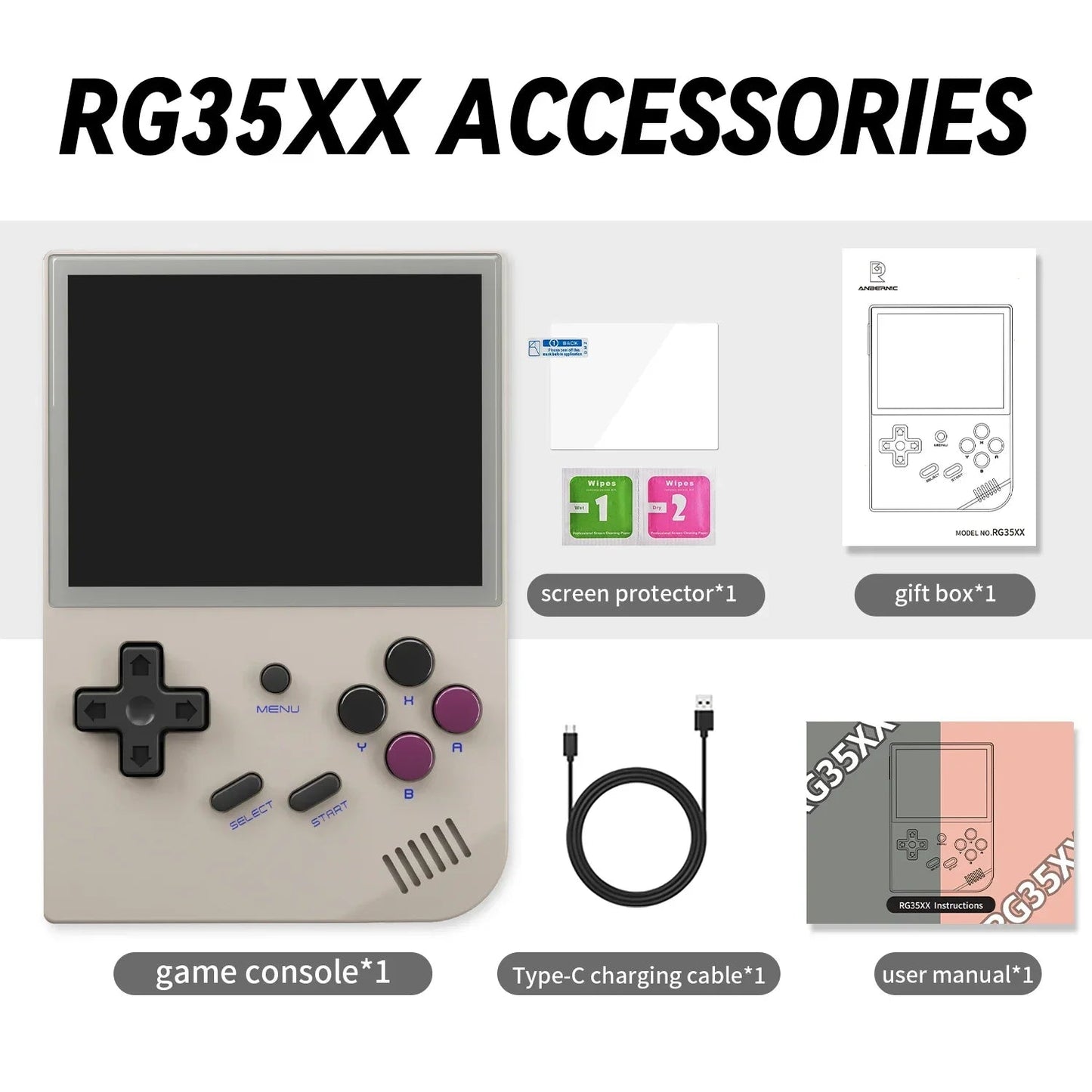 ANBERNIC RG35XX Handheld Game Console H700 Processor 3.5'' IPS Screen Linux System Retro Portable Video Console 2024 New Model Good Vibrations