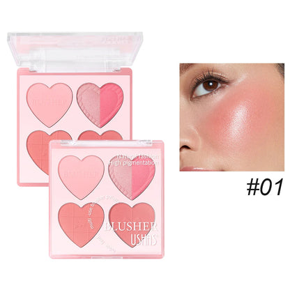 USHAS Blush Plate, 2-Color Optional, Long-lasting Waterproof, Silky and Delicate, Natural Makeup Effect, 3-in-1 Multi-Purpose Good Vibrations