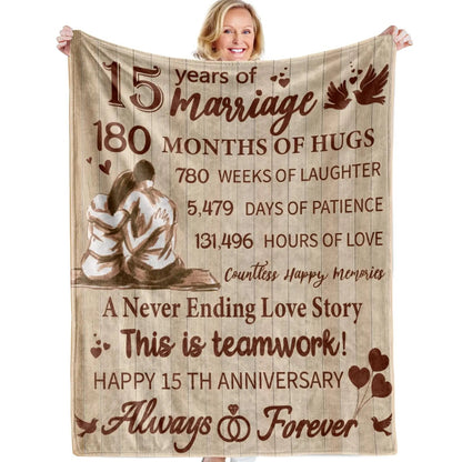 15 Anniversary Crystal Wedding Anniversary Gift, Anniversary Gift Blanket for Wife Husband Good Vibrations
