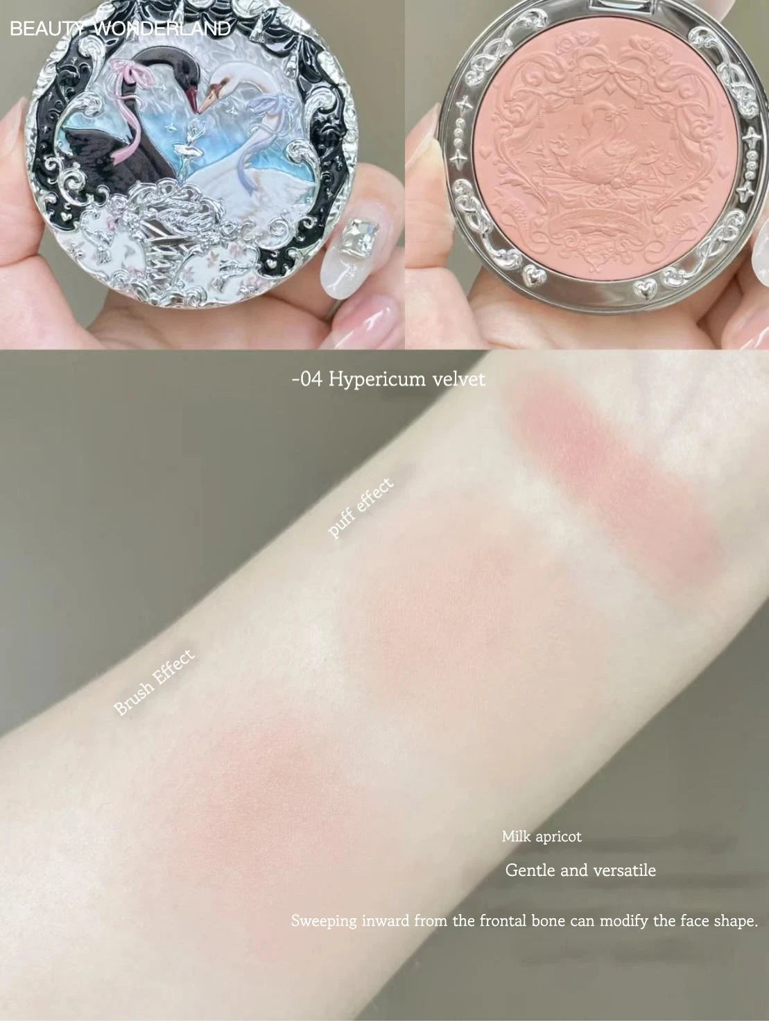 Flower Knows Swan Ballet Collection Embossed Blush Long-lasting Matte Powder Cheek Blusher Natural Brightening Cosmetic 5g Good Vibrations