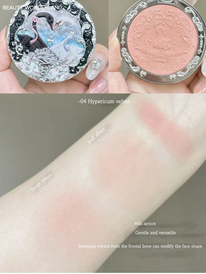 Flower Knows Swan Ballet Collection Embossed Blush Long-lasting Matte Powder Cheek Blusher Natural Brightening Cosmetic 5g Good Vibrations