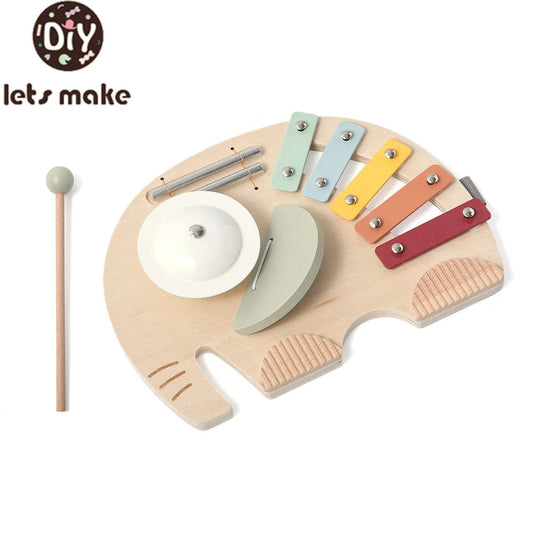 Baby Wooden Instruments Toys Educational Children's Musical Toys Elephant Xylophone Toys Newborn Birthday Gifts Music Table Toys Good Vibrations
