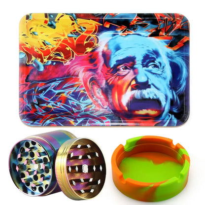 18cmx12.5cm Herb Tobacco Rolling Tray Set Silicone Ashtray Ash Tray 40mm Metal Herbal Grinder Kit Smoking Accessories Good Vibrations Adult Super Store
