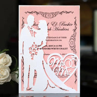 25 Pieces 250gsm Strong Pink Pearly Paper Wedding Invitations Personalized Print Bride Groom Engagement Invite Card IC155 Good Vibrations