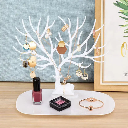 Jewelry Display Stand Tray Tree Storage Racks Earrings Necklaces Rings Jewelry Boxes Case Desktop Organizer Holder Make Up Decor Good Vibrations