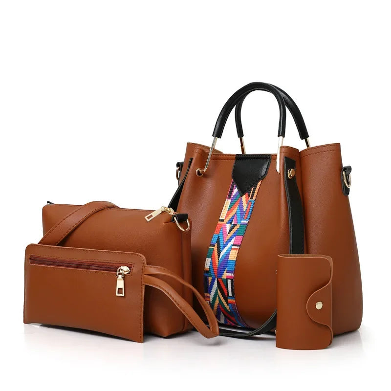 4 Pcs Luxury Handbag Large Capacity Tote Bag Women's Bag Fashion Shoulder Bag,Wallet,Card Case Good Vibrations Adult Super Store