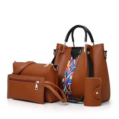 4 Pcs Luxury Handbag Large Capacity Tote Bag Women's Bag Fashion Shoulder Bag,Wallet,Card Case Good Vibrations Adult Super Store