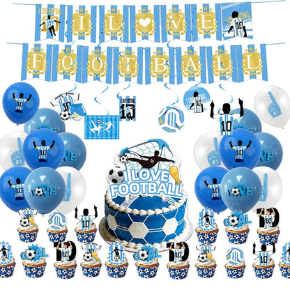 Soccer Party Supplies Superstar Messi Football Birthday Party Decoration Disposable Tableware Tablecloth Plates Cup Backdrop Good Vibrations
