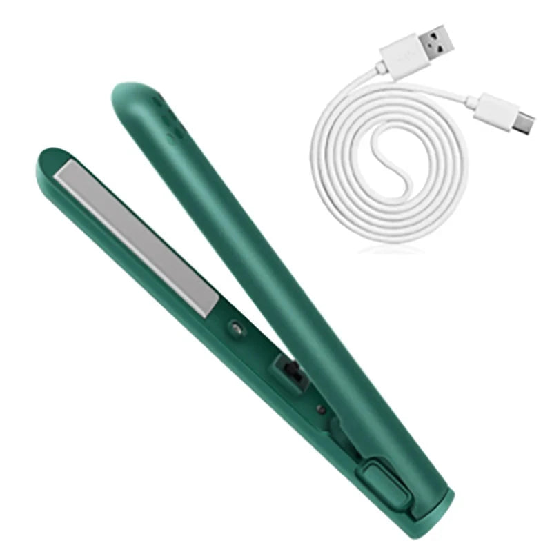 Curling Iron Straightener Usb Rechargeable Hair Straightener Curler Portable Mini 2 In 1 Led Custom Ceramic Coating 25w Good Vibrations