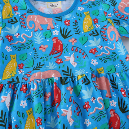 Little maven 2025 Summer New Kids Clothes Baby Girls Children's Clothing Cartoon Animals Dresses 2-7 Years Good Vibrations