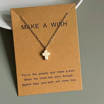 New Popular Cross Necklace for Women White Blue Color Fashion Pendant Choker Necklace Golden Color Link Chain Wholesale Jewelryj Good Vibrations