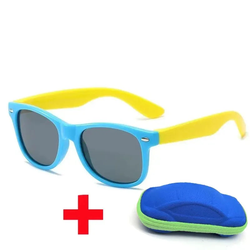 Baby Sunglasses with Glasses Box Boys Girls Outdoor Goggles Sun Glasses AC Lens Safety Glasses and Cases Gift for Kids Good Vibrations