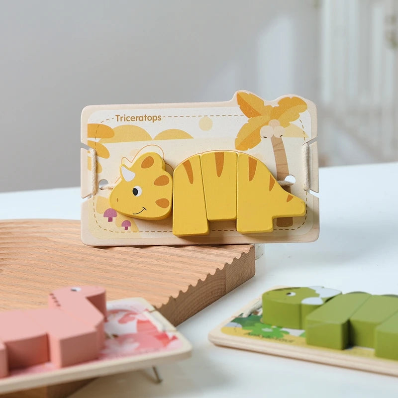 Wooden Animal Threading Toy Baby Finger Fine Sports Toy Cartoon Dinosaur Puzzle Kid Montessori Educational Toy Gift For Children Good Vibrations