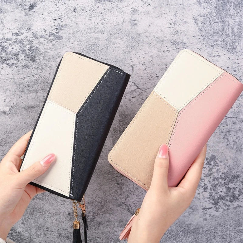 Fashion Zipper Wallets Womens Long Purses Handbags Coin Purse Cards Holder PU Leather Clutch Wallet Good Vibrations