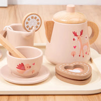Afternoon Tea Set Wooden Toy Pretend Play Food Learning Role Play Game Early Educational Toys for Toddlers Girls Boys Kids Gifts Good Vibrations