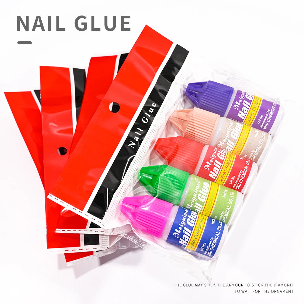 10/5/1pcs Extra-Strong Nail Glue Quick Dry Nail Tips Adhesive Acrylic Nail Glue Professional DIY Rhinestone False Nail Glue Good Vibrations