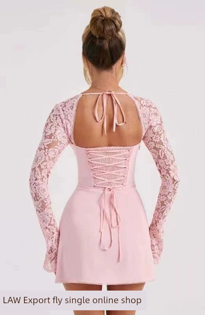 Sexy Top Slim Fit Tank Dress Sexy Lace Lace Silm Backless Dress Good Vibrations