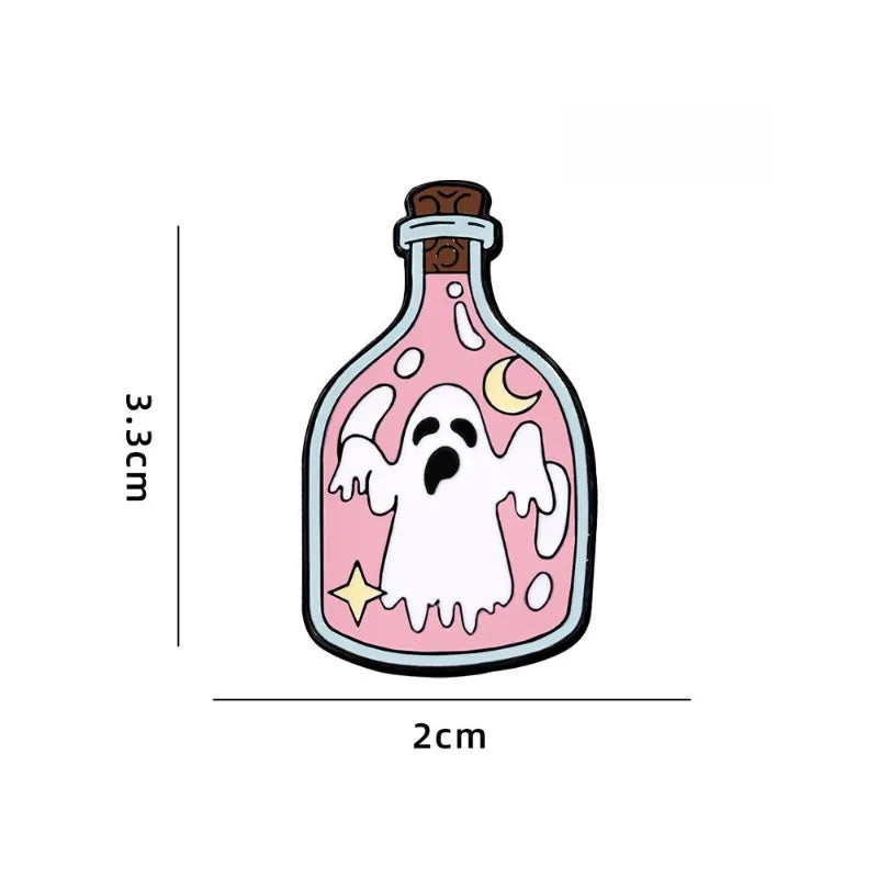 Halloween Badges Spooky Night Party Accessories White Ghost Alloy Brooch for Costume Decor Jacket Pin Halloween Party Gifts Enamel Pins Good Vibrations
