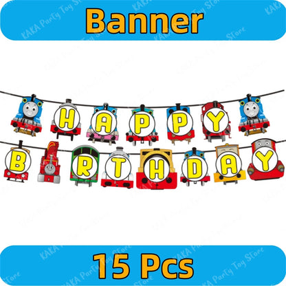 Thomas Birthday Decorations Cartoon Train Balloons Paper Tableware Stickers Backdrop For Kids Boy Girl Party Supplies Toy Gifts Good Vibrations