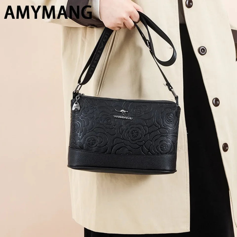 3 Pocket Design Women's Handbag Large Capacity PU Leather Women Tote Bags Fashionable Printing Simple Female Crossbody Bolsas Good Vibrations