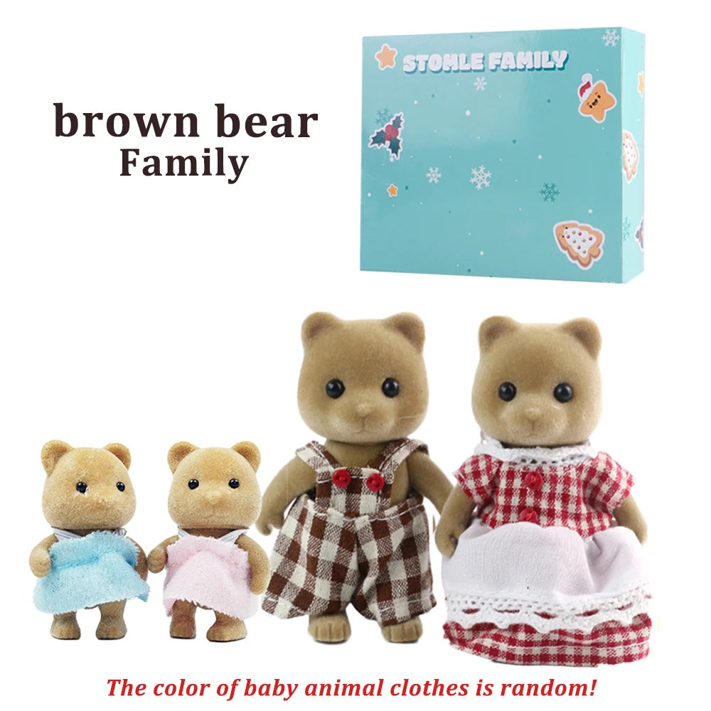 Box Packing Forest Family Reindeer Bunny Panda Animal Simulation Dollhouse Playset Play House Toy Accessories Xmas Gift for kids Good Vibrations