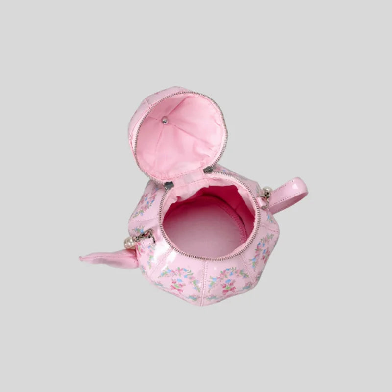 Handbags with teapot design with creative vintage print for women shoulder bag with pearl chains designer luxury shoulder strap Good Vibrations