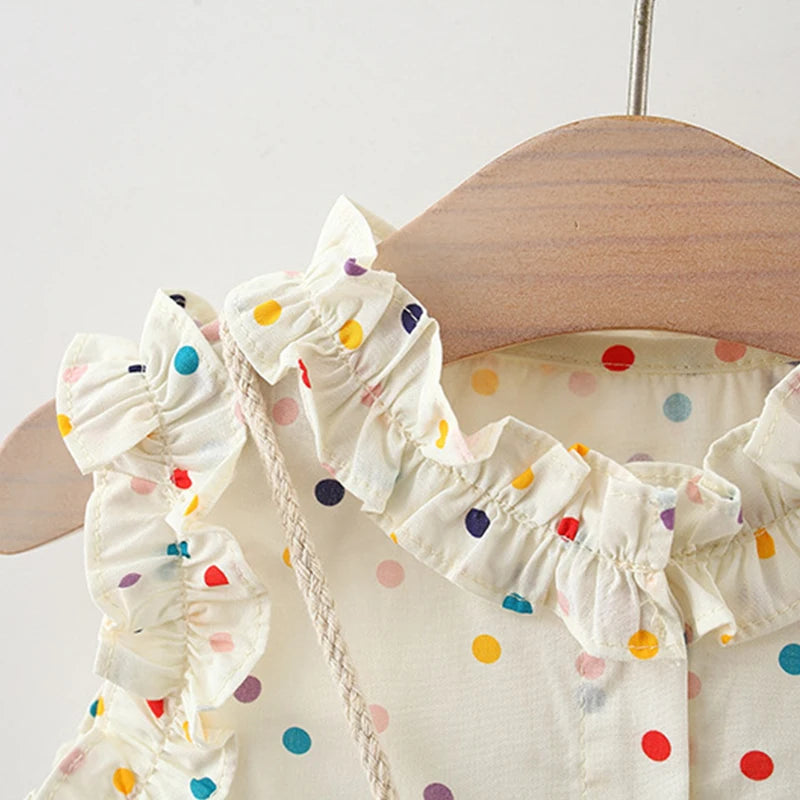 (9 Months -4 Years Old) Summer New Colorful Polka Dot Baby Girl Dress, Countryside Style Children'S Clothing Free Gift Bag Good Vibrations