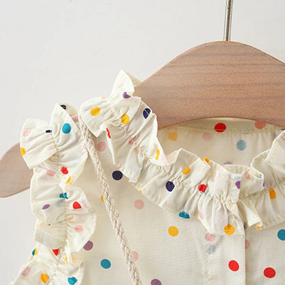 (9 Months -4 Years Old) Summer New Colorful Polka Dot Baby Girl Dress, Countryside Style Children'S Clothing Free Gift Bag Good Vibrations