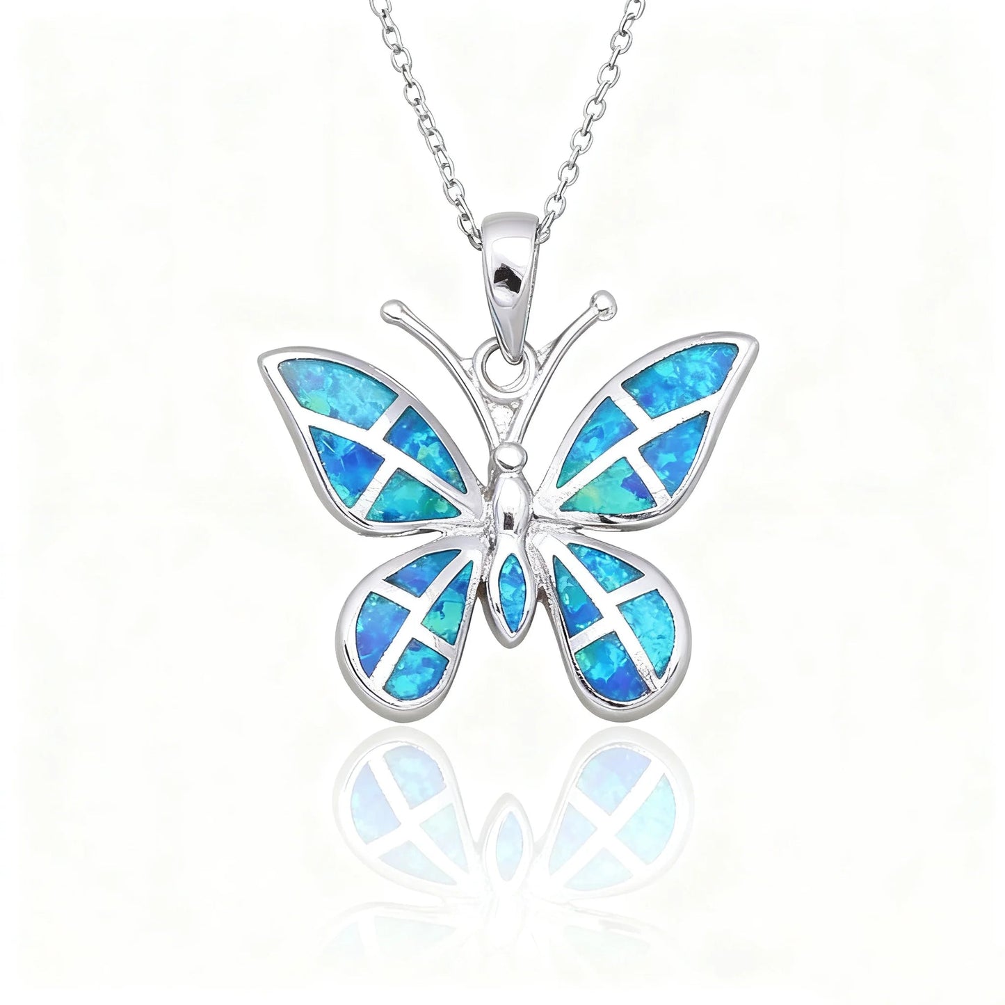 Jewelry Gifts for Girlfriend Mother Christmas，Butterfly Necklace for Women Multi Colors Opal Gemstone Butterfly Pendant Dainty Good Vibrations