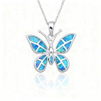 Jewelry Gifts for Girlfriend Mother Christmas，Butterfly Necklace for Women Multi Colors Opal Gemstone Butterfly Pendant Dainty Good Vibrations