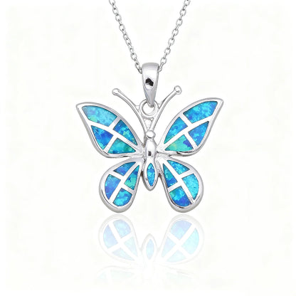 Jewelry Gifts for Girlfriend Mother Christmas，Butterfly Necklace for Women Multi Colors Opal Gemstone Butterfly Pendant Dainty Good Vibrations