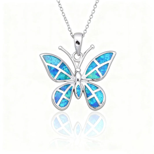Jewelry Gifts for Girlfriend Mother Christmas，Butterfly Necklace for Women Multi Colors Opal Gemstone Butterfly Pendant Dainty Good Vibrations