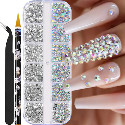 12grids Half Round Pearls Beads 3D Nail Charms 1.5/2/2.5/3/4/5mm White Flatback Pearls Nail Jewelry Nail Craft Pearl Rhinestones Good Vibrations