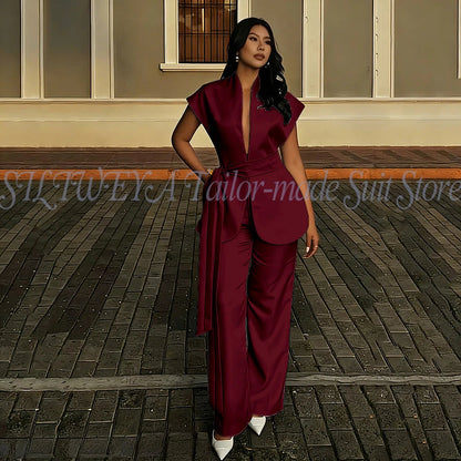 Modern Women Suits For Wedding Business Fashion 2 Pieces Sets Elegant Women's Sets Outfits Short Sleeves Jacket Pants Customized Good Vibrations