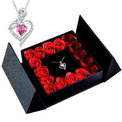 Gifts for Women Jewelry Pendant Necklace /w Soap Eternal Rose Gift Box Mother's Day Necklace Jewelry Wedding Anniversary Gifts Good Vibrations