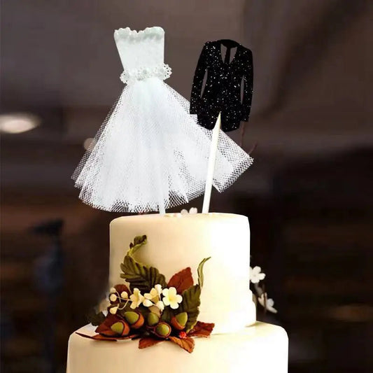 Bride Groom Dress Cake Topper Wedding Decor Propose Marry Marriage Anniversary to Be Bride Bachelor Party Cake Baking Decorating Good Vibrations